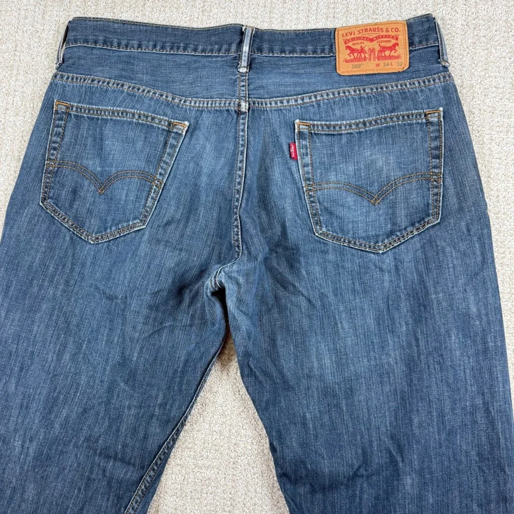 Levi's 569 Mens 34x32 (Actual 34x30) Loose Straight Leg Denim Blue Jeans Baggy